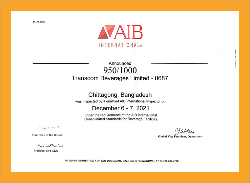 AIB International Gold Award - 2021 CTG Plant